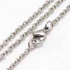 50x Unisex Stainless Steel Cable Chain Necklace w/ Lobster Clasp for Jewelry DIY