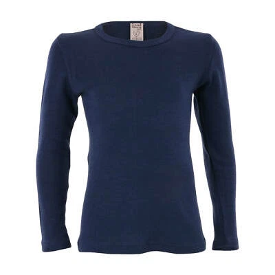 KINDER Living Crafts Naturwäsche Jungen Unterhemd blue langarm 70 % Wolle 30 %Seide neu