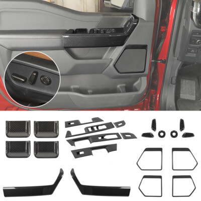 20pcs Interior Door Handle Speaker Cover Trim Kit For Ford F150 21+ Carbon Fiber