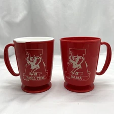 Vtg Alabama Roll Tide Plastic Travel Coffee Mugs Trip Sip Betras USA 80s One lid