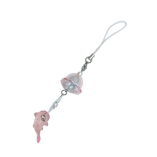 Dolphin Shaped Keychain with Jellyfish Wind Chime Rustproof Keyring Bag Pendant - Zdjęcie 9 z 11