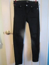 Hudson Women's Nico Mid-Rise Super Skinny Distressed Black Jeans Size 28 NWOT
