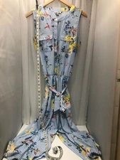 Grey And Gray Romper Large Size 12 Playsuit One Piece Floral Stripes Pockets 