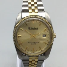 Vtg Dufonte Lucien Piccard Watch Men 36mm Silver Gold Two Tone New Battery 7.5"