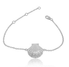 Handmade 925 Sterling Fine Silver Shell Designer Chain Bracelet Jewelry