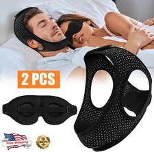 Anti-snoring Device Adjustable Breathable Anti-snoring Chin Strap with Eye Mask