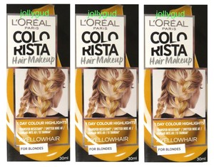 3 X L Oreal Paris Colorista Hair Makeup Yellow Hair 1 Day Colour