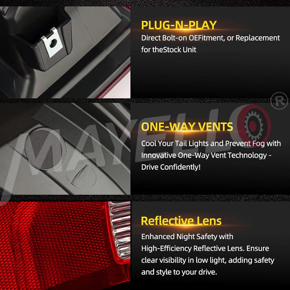 Black Headlights+Red Smoke Taillights For 2009-2018 Dodge Ram 1500 2500 3500 Set - Image 4 of 4