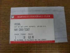 04/10/1997 Ticket: Arsenal v Barnsley [Barnsley Away Coach Ticket] Barnsley Prem