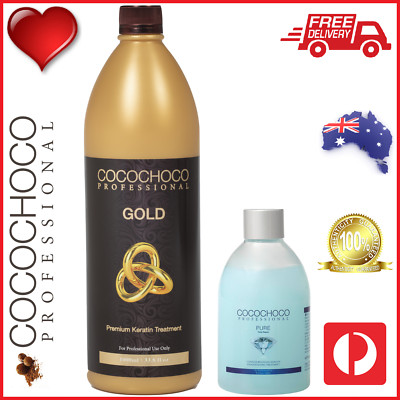    COCOCHOCO Pro GOLD 1000ml + PURE 250ml Brazil Keratin Straight Hair Treatment