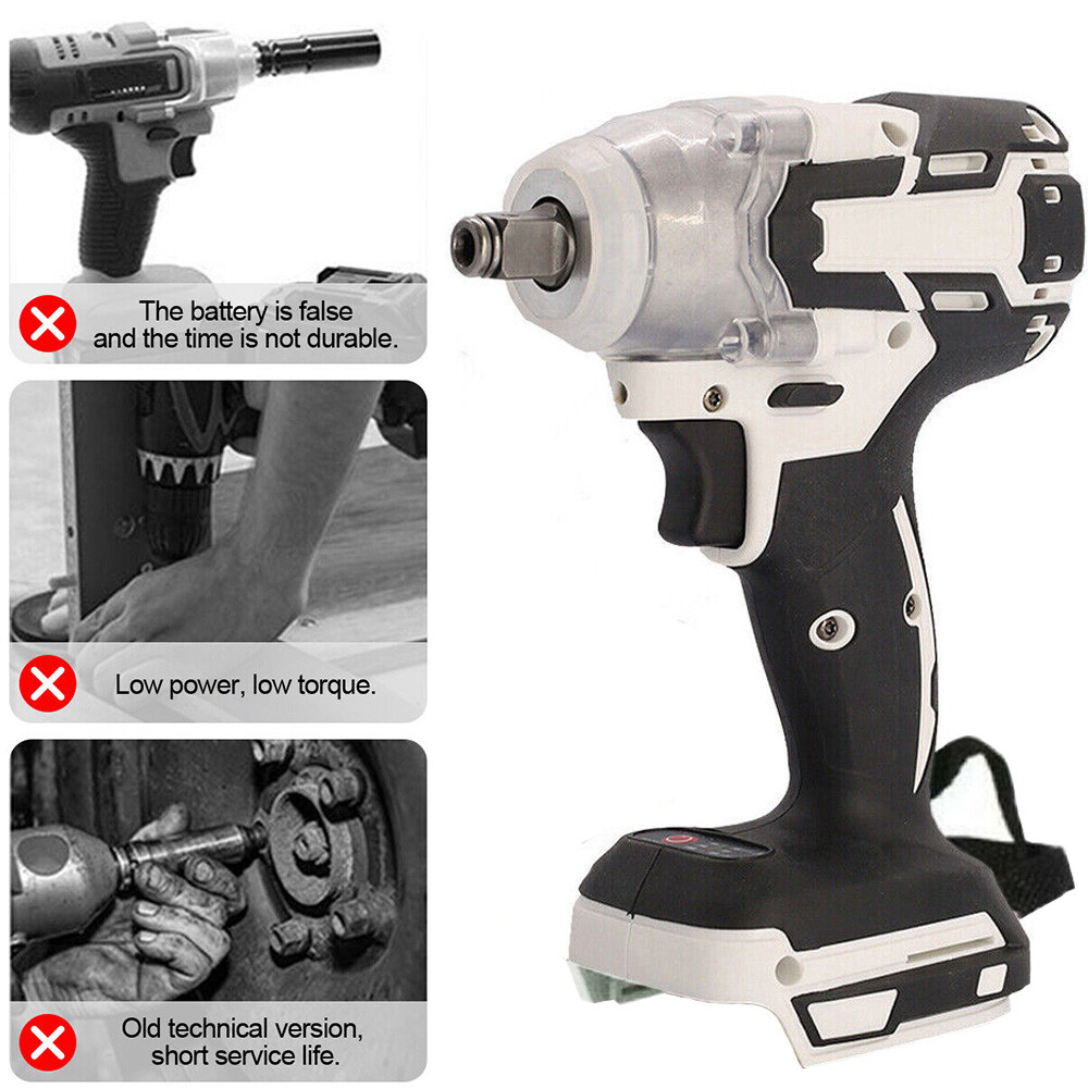 21V Cordless Impact Wrench 1/2" 850Nm High Torque Brushless Drill for Makita 18V