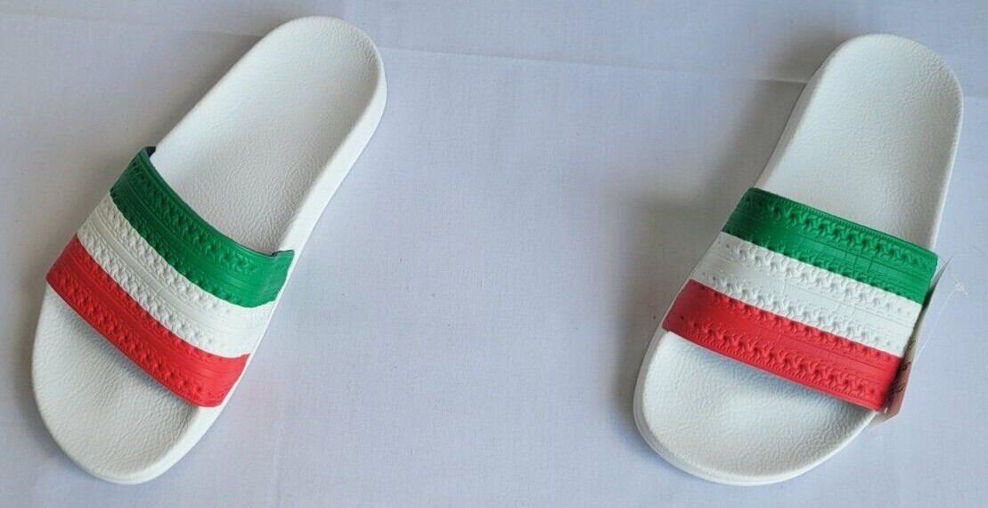 Mens Size 5 White Red Green Adidas Originals Adilette Italy Slides