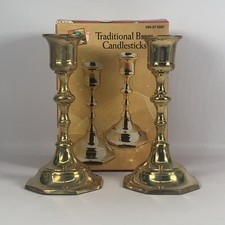 Vintage Brass Candlesticks Candle Holders India Shiny Pair Set 5.5" Dayton Hdson