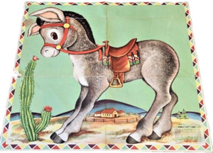 Litho DONKEY Poster to pin the tail on ONLY. Old, Vintage. NO TAILS Made in USA