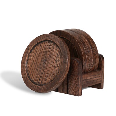 CONSDAN Cup Coasters, USA Grown Hardwood, Wooden Cup Coasters Set 6 Pcs