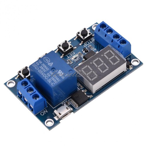 Interruttore Controllo Timer Ritardo Automazione LED 5V Micro USB RELÈ Modulo Display NUOVO - Foto 3 di 5