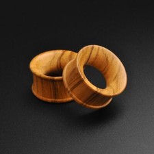 Olive Wood Double Flare Concave Tunnel | Handmade Organic Ear Gauges 