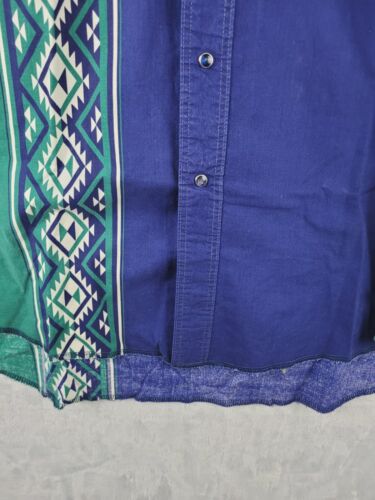 VTG Wrangler Button Up Shirt Men sz XL Brushpopper Aztec Print Cowboy Pearl Snap - Picture 5 of 10