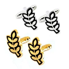 ACACIA LEAF CUFFLINKS Masonic Freemason Master Sprig Masons GIFT BAG Gold Silver