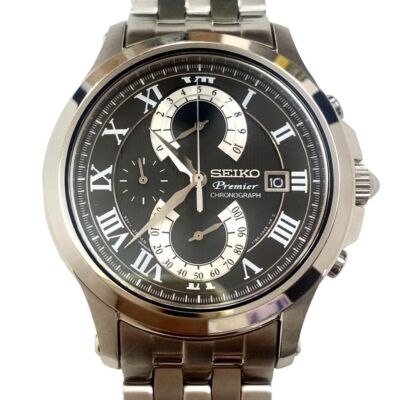 Seiko Premier SPC067P1 Retrograde Chronograph Black Slv Quartz