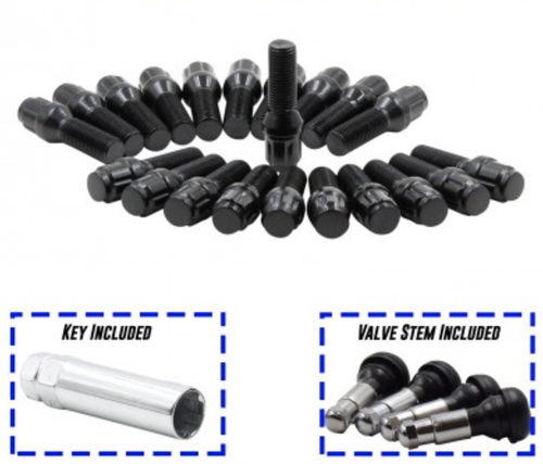 Set Of 10 Black Acorn Cone Seat Wheel Lug Bolts - 12x1.25 Thread, 28mm Shank For Fiat, Dodge, Jeep - View #10