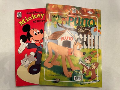 Rare Vintage Walt Disney Production Activity Book & Pluto Coloring Book