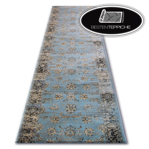 Very Thick Exclusive Traditional Runner Jasmine Blue Flowers Width 80 - 120CM - Picture 1 of 9