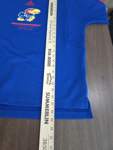 Adidas Kansas Jayhawks NCAA Mens Large Blue Game Mode Crew Pullover Sweatshirt - Picture 10 of 11