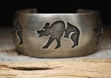 Vintage Native American Hopi Sterling Silver Cuff Bracelet