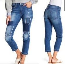 Derek Lam Denim Women Sz 26 Jeans Mila Midrise Girlfriend Patched 30/27 Raw Hem