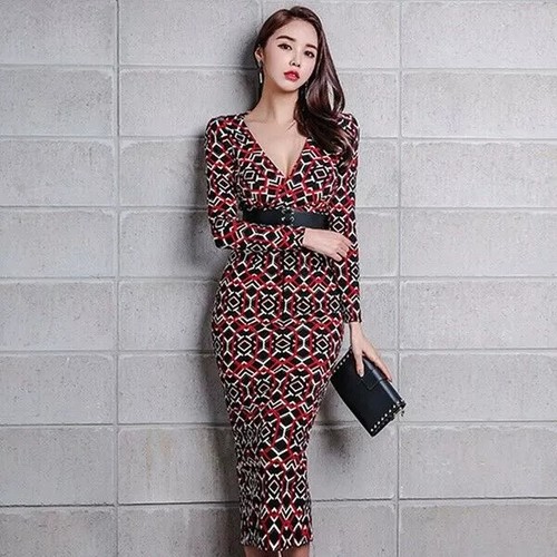 Elegant Kleid Etuikleid Lange Ärmel Bunt Rückenfrei Weich 4715 | eBay.de