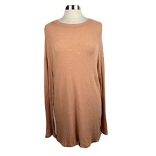 Reformation Tunic Dress M Womens Peach Ribbed Burnout Long Sleeves Round Neck