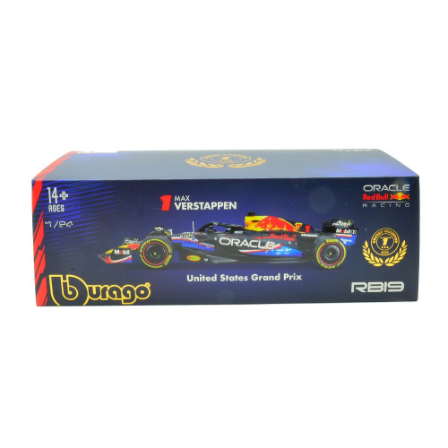 RED BULL RB19 N.1 MAX VERSTAPPEN 2023 WINNER AUSTIN GP 1:24 Burago Formula 1 - Foto 2 di 2
