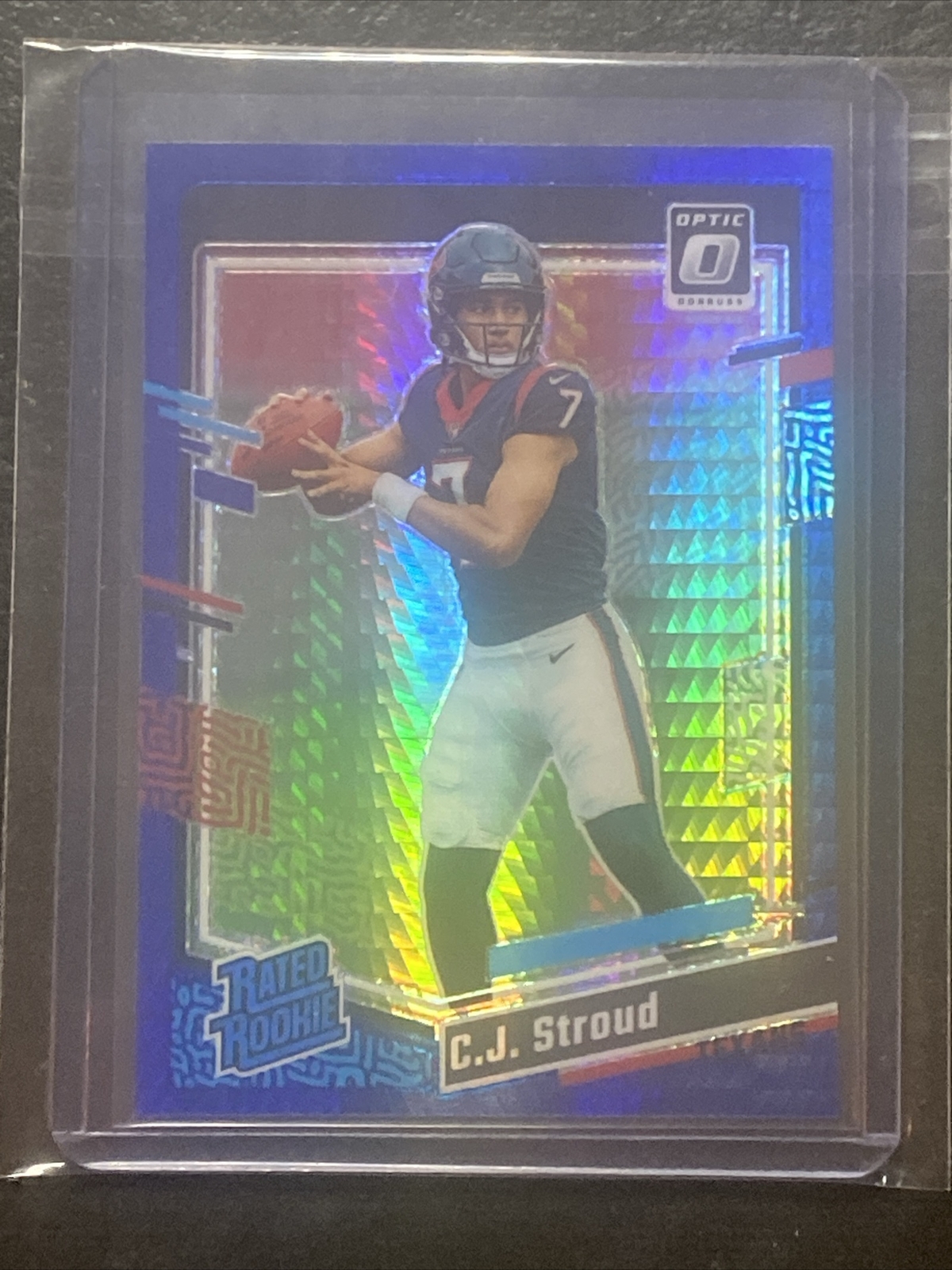 2023 PANINI DONRUSS OPTIC BLUE Hyper #244 CJ STROUD ROOKIE RC + BLUE HYPER patch