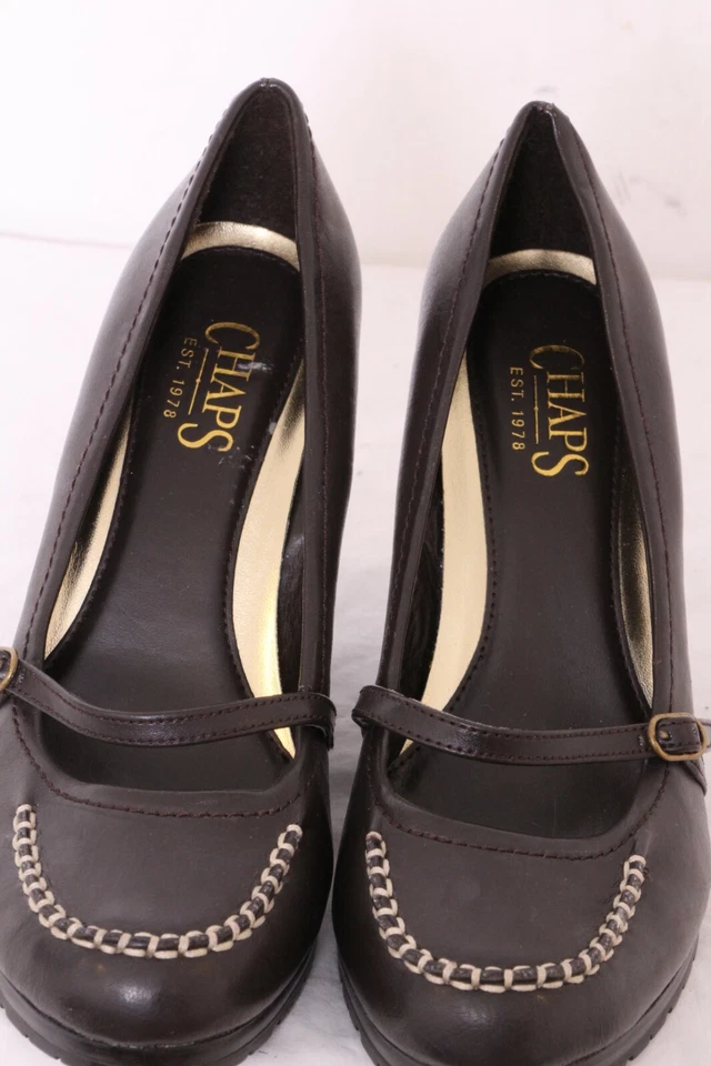 Ralph Lauren Chaps Mena Marrón Correa Mary Jane Zapatos de Tacón de Cuña para Mujer 8 B Foto 4 de 4