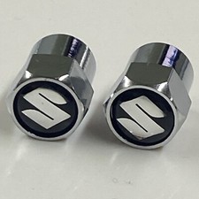 Suzuki Valve Stem Caps  Metal Chrome Boulevar...