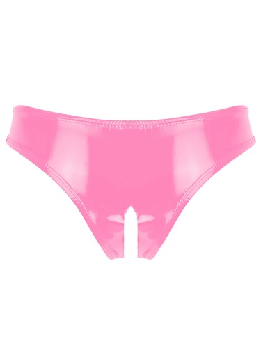 Damen Wetlook Slip String Tanga Offener Schritt Unterwäsche Lack Leder Dessous - Picture 28 of 67