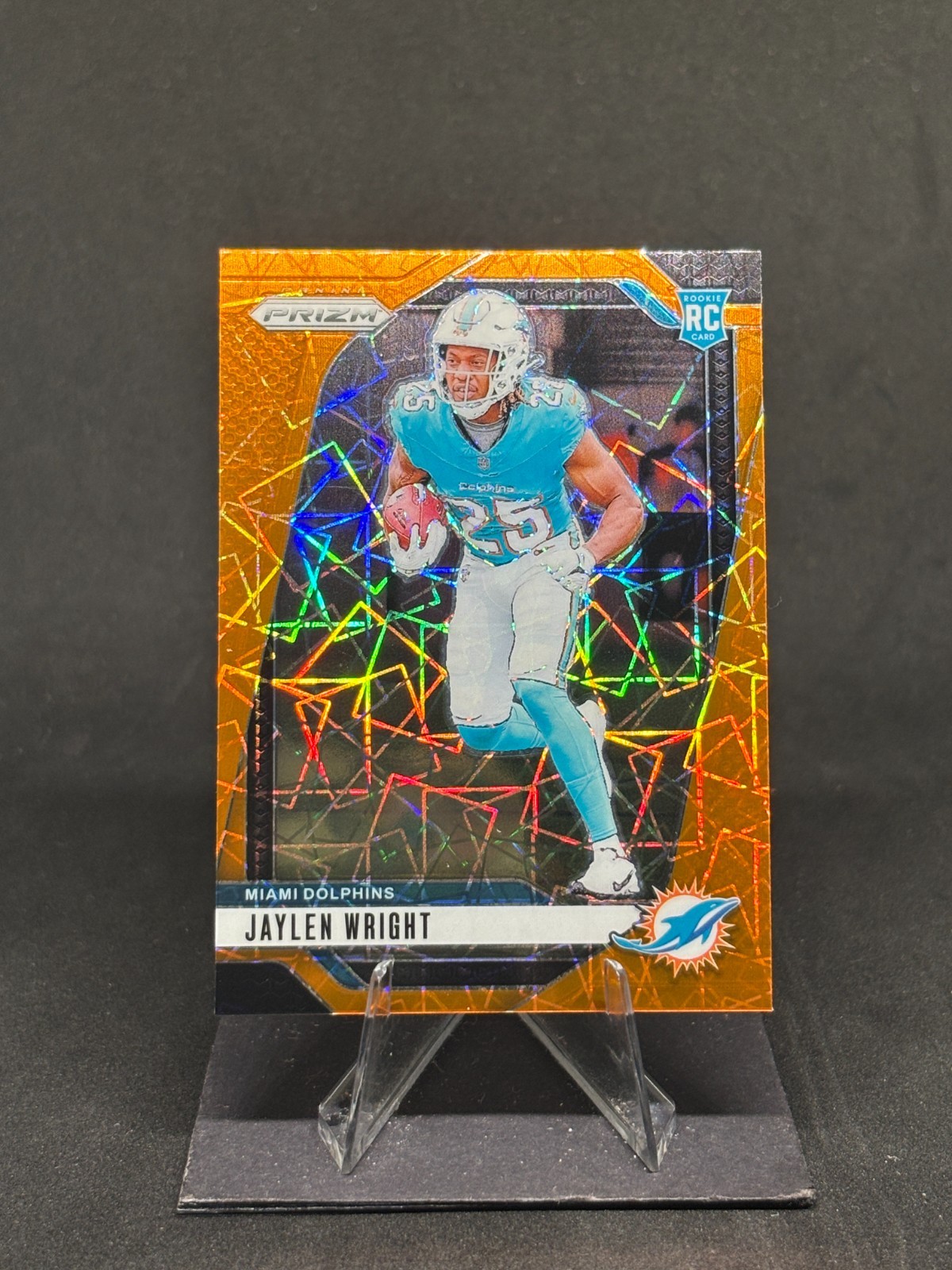 Jaylen Wright 2024 Panini Prizm Orange Lazer #348 Miami Dolphins Rookie RC