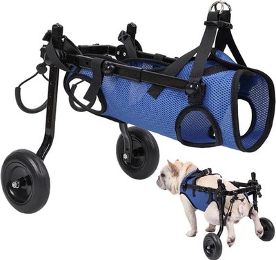 Small Dog Wheelchair Rear Leg Mobility Cart Adjustable Hip Support Blue Black