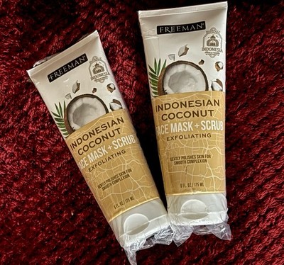 Freeman Indonesian Coconut Face Mask and Scrub for Unisex - 6 oz Mask Pack of 2