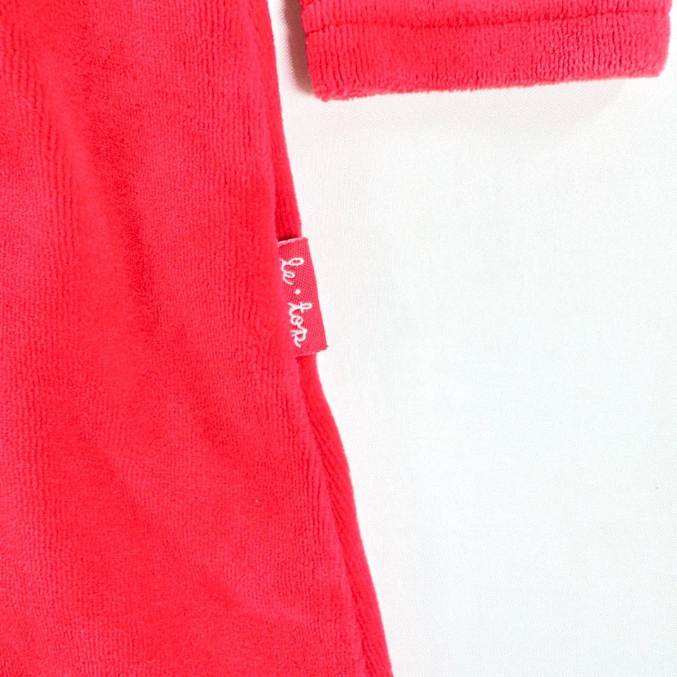 Vestido Le Top Rojo Terciopelo Lazo Niñas Talla 4 Vacaciones Manga Larga Terciopelo Foto 4 de 4