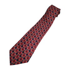 Beautiful GUY LAROCHE Paris-Monsieur 100 Silk Red/Blue Geometric Neck Tie - EUC