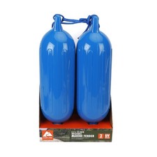 2-pack Inflatable Boat Fenders   Blue 6.5x23" with Fender Lines, Bumpers Buoys