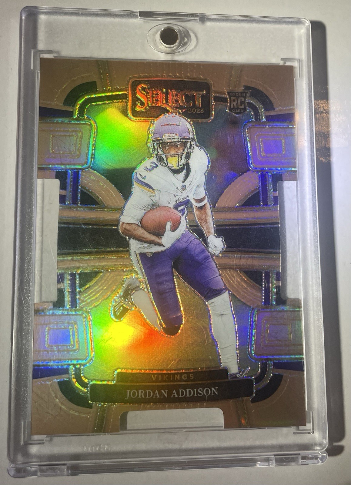 Jordan Addison (RC) #/299 - 2023 Panini Select COPPER PRIZM Die-Cut #66 Vikings