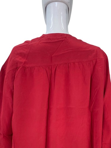 Isabel Marant Mujer Manga Larga Soie Seda Rojo Blusa Túnica Superior Talla L 40 - Imagen 12 de 14