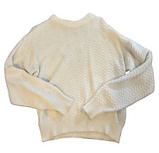 Vtg 80s Lord Jeff Cotton Sweater Mens M Off White Heavy Waffle Knit USA Made