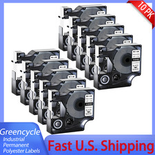 10x Black on White Permanent Polyester 3/8" Label Tape 18482 for DYMO Rhino 6000