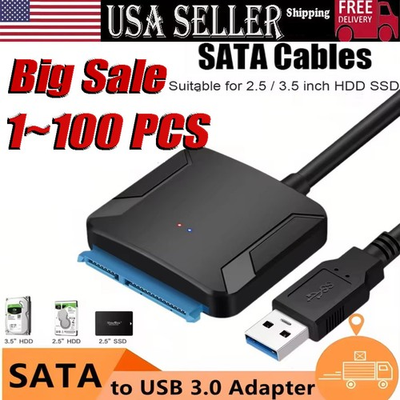 #ad USB 3.0 to SATA External Hard Drive Reader 2.5quot; 3.5quot; HDD SSD Power adapter LOT $79.99