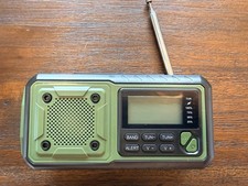 Solar Power Emergency Radio Green New with Weather band, Flashlight, Hand Crank