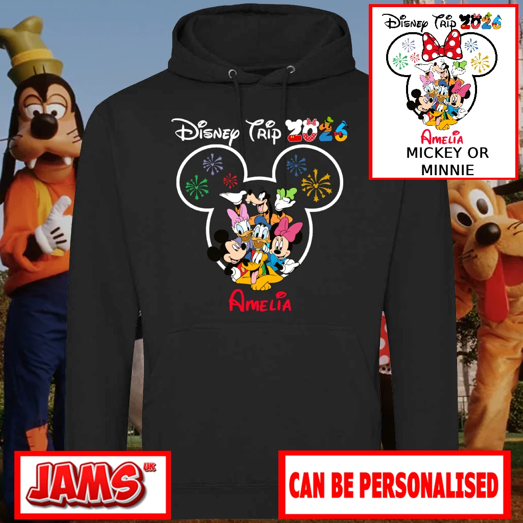 Disney 2026 Hoodie Disney Graphic Hoodie Adult & Kids Disney Clothing